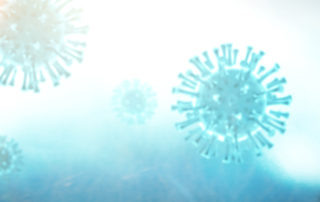 Coronavirus 3D render, COVID-19 pandemic. Web banner background image with copy space