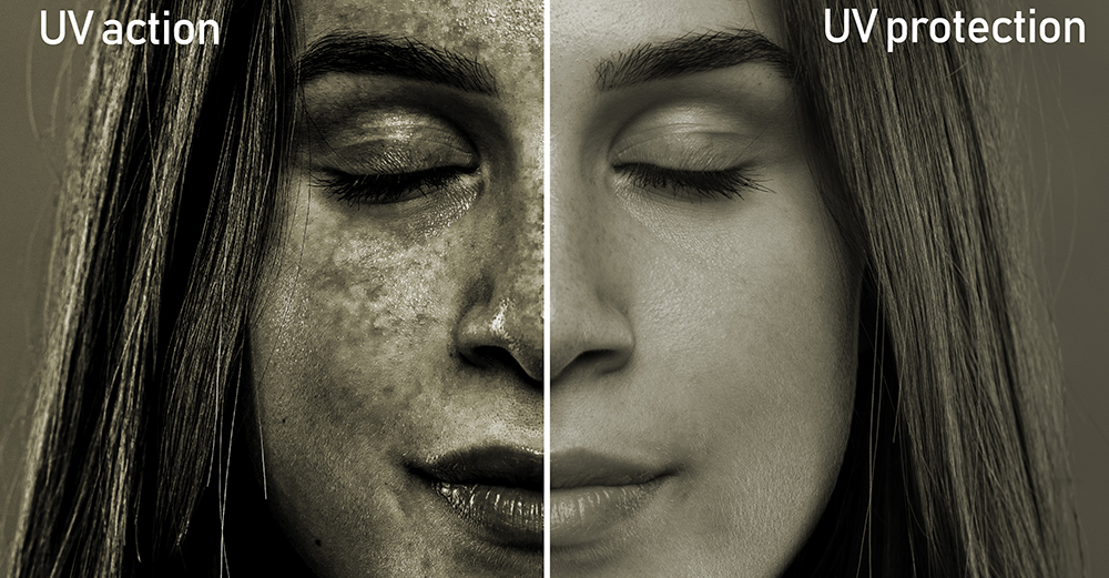 A split screen showing the results of sun rays on the soft face