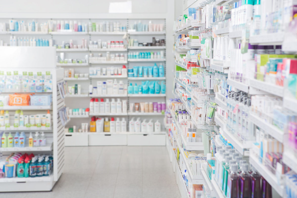 Pharmacy interior with shalldow depth of field